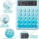 Cute Blue Desk Calculator - 12 Digit Large LCD Display, Big Button, Aesthetic Mechanical Calculator for Office & School