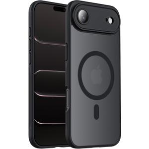 Designed for iPhone Air Case, Compatible with MagSafe, [Camera Protection] [15FT Military Drop Protection] Shockproof Translucent Matte Anti-Slip Thin Slim Phone Case, 6.5", Black