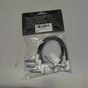 Flat Low Profile Guitar Patch Cable 8 inch for Effects Pedals, S-Shape, 1/4 inch Right-Angle, White, 3-Pack