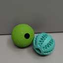 HIPPIH Dog Puzzle Toy 2 Pack, Interactive Dog Toys for Treat Dispensing, Durable Puppy Toys for Teething, Dog Treat Ball for Teeth/Slow Feeder/IQ Training/Playing, Blue-2.75‘’, Green-3.14‘’