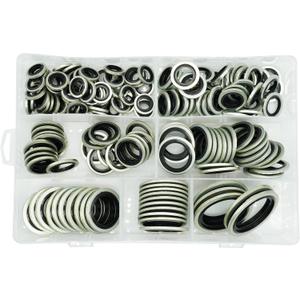 160Pcs, 7 Sizes BSP Dowty Self-Centered Bonded Seal Oil Washers Gasket Assortment Kit Replace 32300 with Box (1/8, 1/4, 3/8, 1/2, 5/8, 3/4, 1), for Automotive, Bearings, Pumps