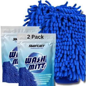3 x Ultra Plush Microfiber Car Wash Mitt - Scratch-Free, Lint-Free, Extra Absorbent, Machine Washable - Detailing Chenille Cleaning Mitt Perfect for Cars, Trucks, Motorcycles, and Household Surfaces (2 Pack, Blue)