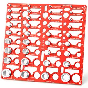 55 Nut and Bolt Thread Checker, Bolt Size Finder with 19 Drill Gauges, 16 Metric and 20 Standard Sizes, Wall-Mountable Bolt Size and Thread Gauge for Quick Identification