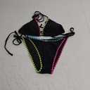 popvil Womens Triangle Bikini Sets: Black Halter String Two Piece Swimsuit Sexy Bathing Suit for 2025 Beach Vacation L