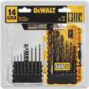 DEWALT Drill Bit Set, 3-Flats Shank,14-Piece, 135 Degree Split Point, for Plastic, Wood and Metal (DWA1184)