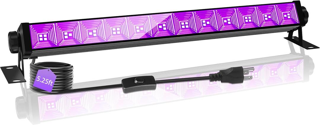 42W Black Light Bar with 5.25ft Cord and Switch, Light Up 23x23ft, 40 LEDs Blacklights for Glow Party, Halloween Decor, Body Paint, Bedroom, Classroom 1 Pack