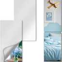 Unbreakable Mirror Tiles, 2PCS 24”x14” Peel And Stick on Mirror for Wall Mirrors Decorative, Toddlers for Kids Bedroom, Plastic Gym Frameless Door Small Adhesive Mirrors for Classroom Decor Stickers