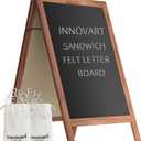 INNOVART A-Frame Sidewalk Sign 36”x20”, Sandwich Felt Letter Board w/Changeable Letters, Double-Sided Felt Letter Board, Free Standing Letter Board Easel for Restaurant, Business, Wedding, Black