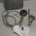 Veken Wide High Pressure Rain Shower Head with Handheld, Handheld Shower Heads with Multi Spray Modes, Rainfall Combo with 15" Metal Extension Arm,Detachable Dual Shower, Bathroom Decor,Chrome Silver (11.8 Inch(Standard))