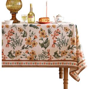 Designer Vintage Linen Block Print Tablecloth,William Morris Table Cloth for Rectangle Tables,Wrinkle Resistan Table Cover,Decor for Kitchen,Dining,Tea Party,Home,Christmas,55"*71" (Anthea)