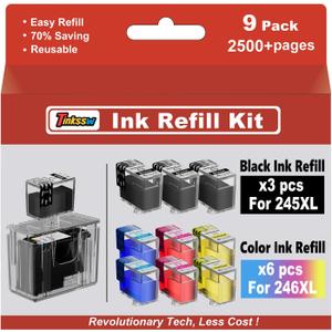 245XL 246XL Ink Cartridge Replacement for Canon PG-245 PG-246 XL Ink Cartridge Compatible for Canon Pixma MX490 MX492 MG2522 TS3100 TS3122 TS3300 TS3322 TR4500 TR4520 TR4522 Printer (1 Black, 1 Color)