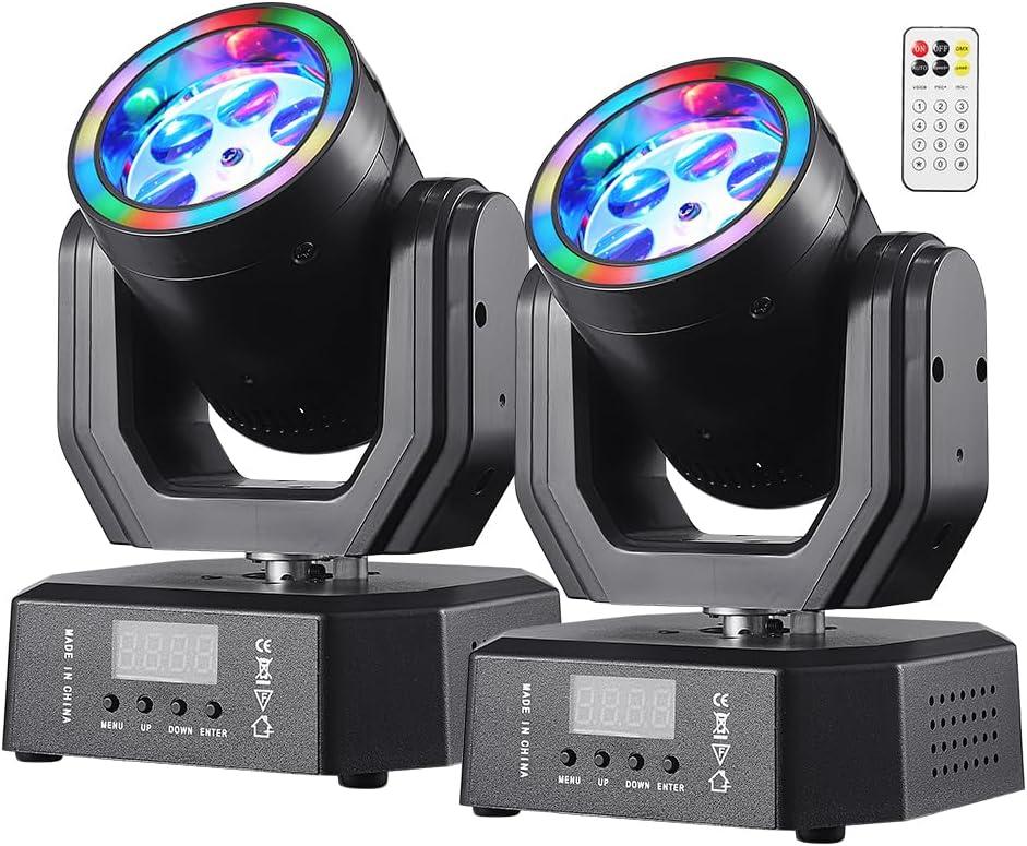 Mini Moving Head Light, 30W Compact Led DJ Stage Lights Moving Head Bee-Eyes with Halo Effects, Remote/ DMX512/ Sound Control for Wedding DJ Party Disco Club Small Venues
