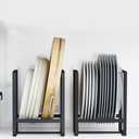 2PCS Plate Holders Organizer, Metal Dish Storage Dying Display Rack for Cabinet, Counter and Cupboard - Black