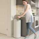 iTouchless 50 Liter / 13 Gallon Sensor Kitchen Trash Can with Odor Filter – Slim Round White Stainless Steel Automatic Garbage Recycling Bin for Home, Office, Business, Garage