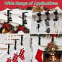 Garland and Stocking Mantel Holders with 2 Hooks, Mantel Hanger for Garland, 2 in 1 Mantel Garland and Stocking Hangers Heavy Duty, Fireplace Garland Hanger for Xmas Decoration (4Black)
