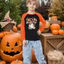 Toddler Halloween Shirts Boys Girls Spooky Pumpkin Skeleton Graphic Sweatshirt Halloween Kids Long Sleeve Tops 2-9 Years (Black4)