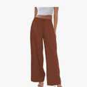 Womens Cotton Linen Palazzo Pants Drawstring Elastic Waist Casual Wide Leg Trousers with Pockets, Size: Large