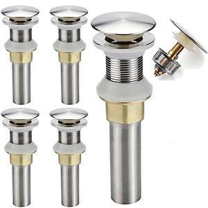 Rockgoya Bathroom Sink Drain,5 Pack Drain Stopper Bathroom Sink Without Overflow,Pop Up Drain Assembly with Detachable Strainer Basket,Built-in Anti-Clogging Strainer,Stainless Steel Brushed Nickel