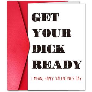3 x Happy Valentines Day Card for Men, Hilarious Valentines Day Gift for Husband Boyfriend Fiance Him, Get Your D Ready I Mean Card (#7)