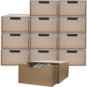Cardboard shoe organizer boxes Socks, Underwear,Stationery,papers, Photos, file box shoe rack Office closet organizers and storage Warehouse Stackable Drawer Storage bins 13.7 x 9.7 x 5.5in 12 Pack