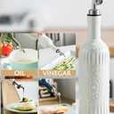 LYEOBOH Oil Dispenser for Kitchen, 17 OZ Olive Oil Dispenser Bottle with Non Drip Spout, Ceramic Vinegar Dispenser Bottle for Cooking, Soy Sauce, Coffee Syrup, Liquids, White