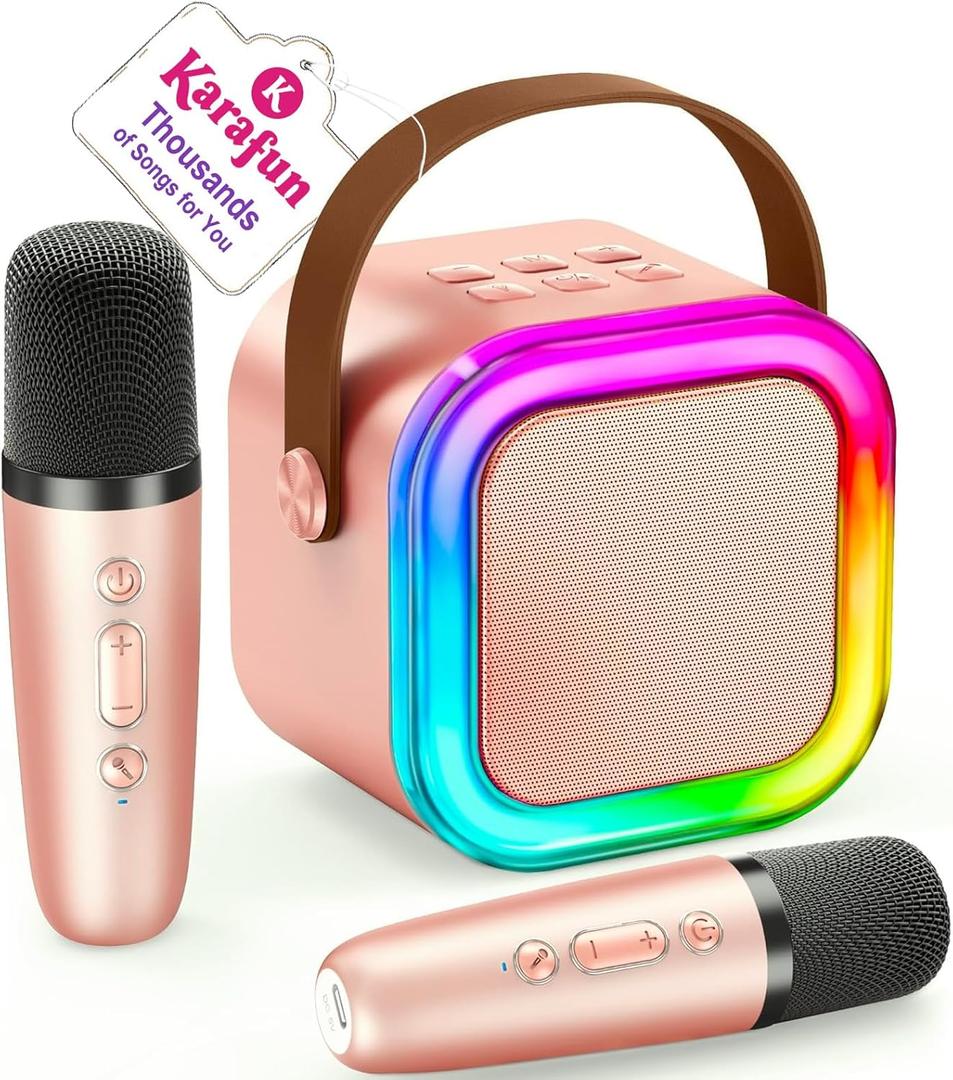 Mini Karaoke Machine for Kids, 2026 TOP Toys Birthday Gifts Ideas for Girls Ages 4, 5, 6, 7, 8, 9, 10, 12+ Years Old, Portable MP3 Player with 2 Wireless Mics for Family Home Party