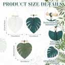 Hoteam 3 Pcs Tropical Wall Decor Jungle Monstera Macrame Wall Hanging Bohemian White Green Palm Leaf Woven Tapestry Wooden Bead Hanging Ornament for Nursery Bedroom Living Room Apartment Home Backdrop, 9.8 x 6 inches