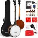 Vangoa NYLON Banjo 5 String Kit, 38 Inch Full Size Banjo with Nylon Strings with Gig Bag, Premium Accessories Outfit, Starter Kit for Beginners Adults Teens, Brown