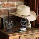Hat Stand, Cowboy Hat Display, Western Table Decor, Metal Horseshoe Hat Stand, Cowboy Hat Holder, Cowboys Gifts for Men, Desk Hat Rack for Fedora, Sun Hat, Straw Hat, Helmet, 2 Packs, Gunmetal Grey