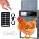 Automatic Chicken Coop Door Solar Powered, LCD Display Automatic Chicken Door with Timer & Light Sensor Mix 4Modes, Aluminum Alloy Chicken Door, Range 20M Remote Control Solar Chicken Coop Door
