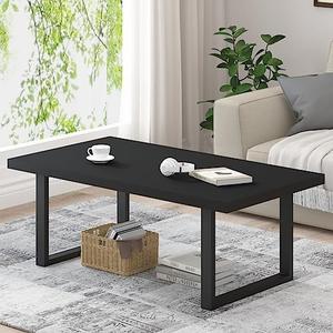 Amazon.com: IBF Modern Black Coffee Table, Minimalist Industrial Wooden Center Table, Simple Farmhouse Rectangle Living Room Table, Wood and Metal Cocktail Coffee Table for Home Bedroom Office, Black Oak, 47 Inch : Home & Kitchen