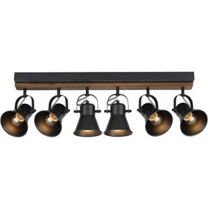 6-Light Track Light Fixtures Ceiling/Wall Mount, Adjustable Spotlight, Industrial Black Kitchen Lighting for Living Room, Dining Room, Hallway, Bathroom