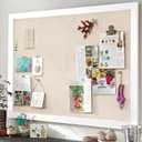 Emfogo Large Bulletin Board 23x18inch with Linen Rope Cork Boards Wall Decor Picture Framed Display Board Hanging Pin Board Vision Board Bulletin Cork Board for School Office Room Home Vintage White