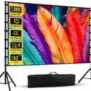 Projector Screen with Stand, Wootfairy 180 inch Portable and Foldable Projection Screen 4K HD 16:9 Rear Front Wrinkle-Free Movie Screen with Carry Bag for Indoor Outdoor Home Theater Backyard Cinema