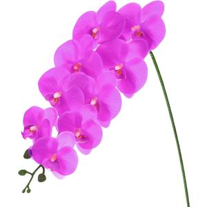 M METERXITY 1-Pack Artificial Orchid Flowers 9 Large Petals 37 Inch Faux Phalaenopsis Silk Bouquets Real Touch Dark Purple Fake Orchids for Home/Wedding/Christmas/Party/Garden Office