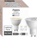 Aqara Thread/Zigbee Smart LED Light Bulb T2 GU10, Tunable White (2700K-6500K),Matter,Works with HomeKit, Alexa, Google