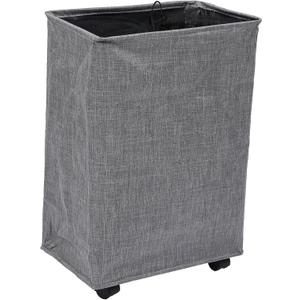Amosfun Dirty Clothes Laundry Hamper Wheels and Handles Foldable Storage Basket for Bedroom Bathroom College Organizing Clothes and Soft Light Grey