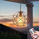 Battery Operated Chandelier,Gazebo Battery Operated Outdoor Lights Waterproof 7.8′′×7′′Hanging Pendant Light 4 AA Batteries,for Pergola Patio Porch Garden Barn Room Decor, Battery Powered