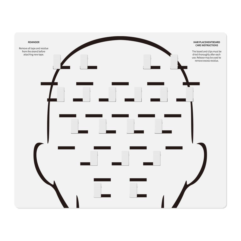 Acrylic Hair Extension Board Tape Placement Board with 35 Clips Tape in Extensions Hair Separate Plate Hair Extension Organizer with Head Chart