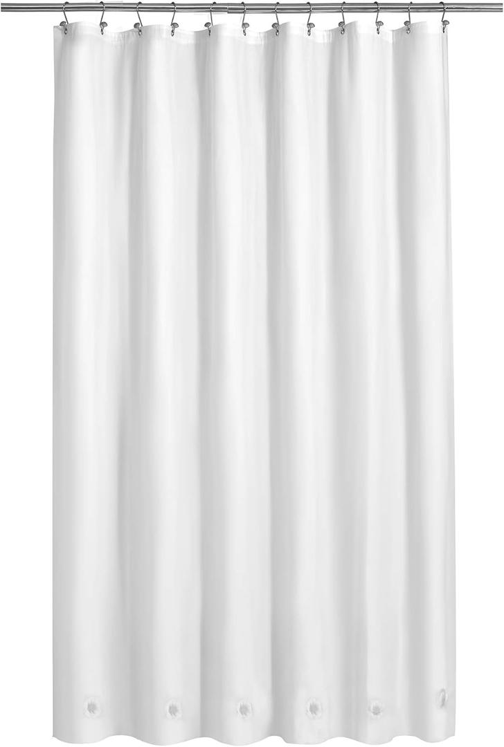 Barossa Design White Shower Curtain Liner with 6 Magnets - Waterproof PEVA Shower Liner for Bath Tub, 72" x 72" Standard Size, PVC Free & Metal Grommets - White, 72x72 (3b. White-heavy)