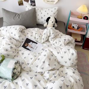 Full Size Duvet Cover Black Bowknot Comforter Cover Soft & Lightweight Bedding Set, Microfiber Quilt Cover with Zipper Closure and 2 Pillowcases