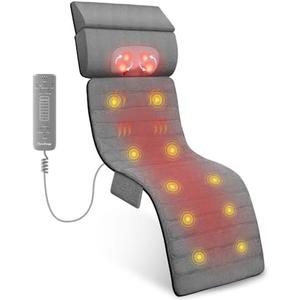 THERAZZAGGE Full Body Massage Mat, Detachable Neck Massager, Back Massager Pad, Massage Chair Full Body, 10 Vibrating Motors, 5 Massage Modes and 3 Heating Settings