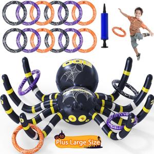Garma Halloween Spider Ring Toss Games for Kids, Giant Inflatable Spider Decorations Halloween Party Game Carnival Toys Indoor Outdoor Trunk or Treat Party Favors Supplies (1 Pcs)