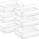 SMARTAKE 6 PCS Clear Plastic Drawer Organizers Set, Large Size Non-Slip Desk Drawer Organizer, Versatile Bathroom and Vanity Drawer Organizer Trays for Makeup, Bedroom, Office, Kitchen Utensils