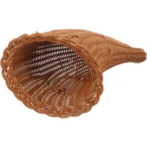 Small Cornucopia Basket for Snacks Hand Woven Decorative Table Centerpiece Multi-purpose Storage Basket for Kitchen and Living Room