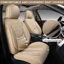 Car Seat Covers Full Set, Breathable Leather Automotive Front and Rear Seat Covers, Car Seat Protectors Full Set,Universal Automotive Vehicle Seat Cover for Most Sedan SUV Pick-up Trucks, Beige