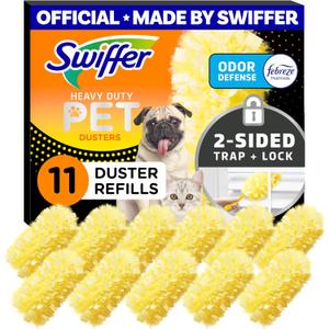 Swiffer Pet Heavy Duty Dusters Refills, Multisurface 360 Dusters with Febreze Odor Defense, 11 Count
