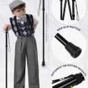 100 Days of School Costume for Boys Old Man Costume for Kids 100th Day of School Grandpa Dress up Outfit Accessories (5-7X, Gray With Navy Blue, Light Gray)