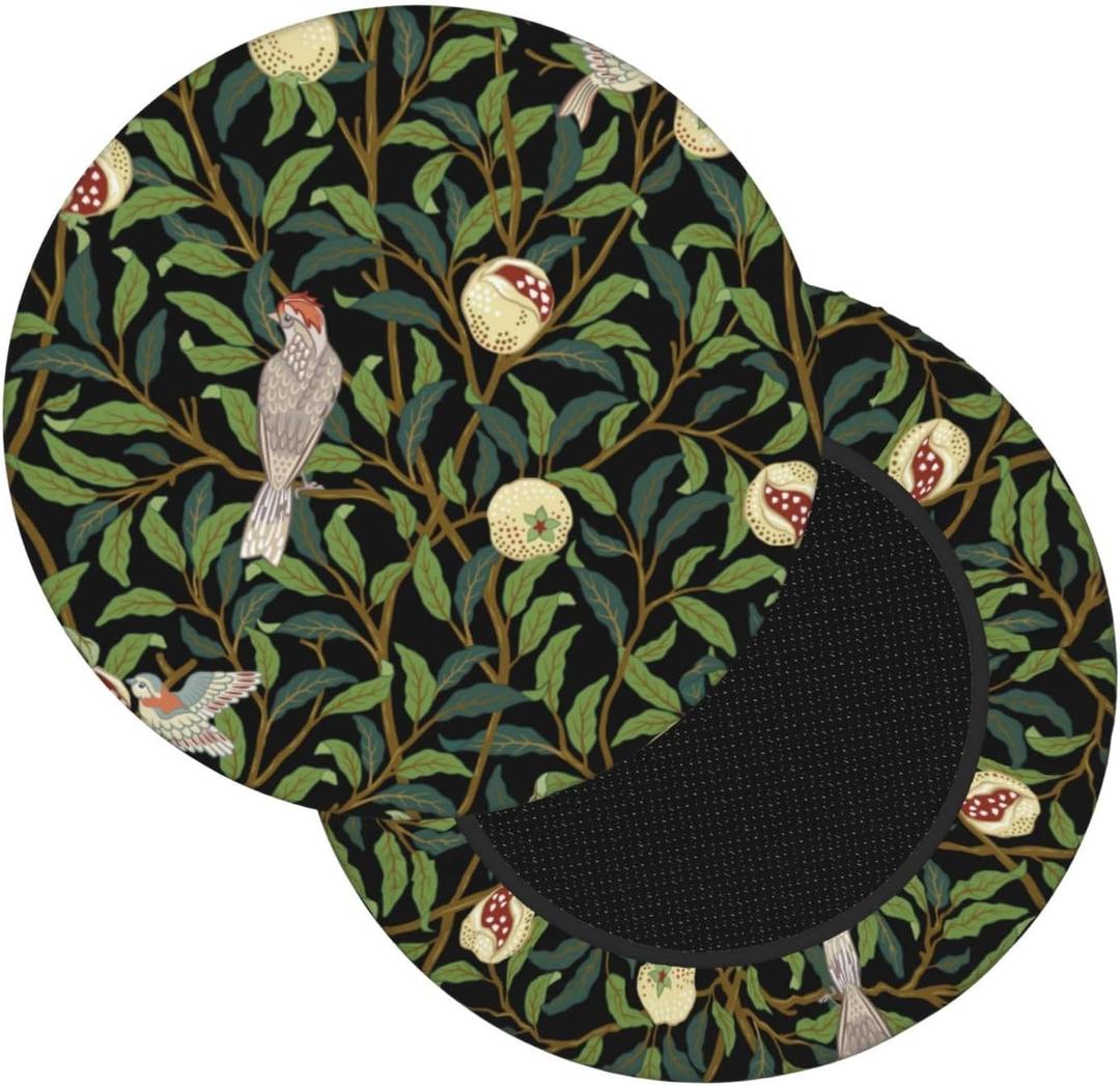 Vintage Birds Round Bar Stool Cover 13 Inch, Soft Breathable Velvet Chair Seat Cushion Slipcover for Cafe Restaurant Hotel Bar