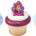 DecoPac Frozen II Rings, Cupcake Decorations Featuring Elsa, Anna, And Olaf For Birthday And Christmas Celebrations - 24 Pack